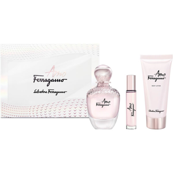 SALVATORE FERRAGAMO AMO GIFT SET 100ML SPRAY EDP + 100ML BODY LOTION +10ML SPRAY EDP